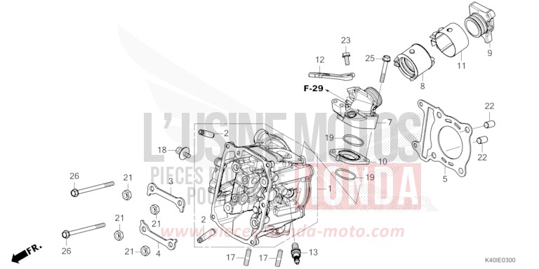 CYLINDER HEAD for Forza 125 MAT CARNELIAN RED METALLIC (R384) from 2021